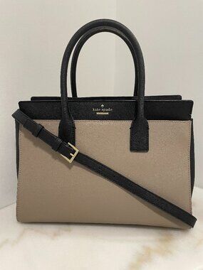 Kate Spade Cameron Street Candace Leather Satchel Color Block Black & Tan Large